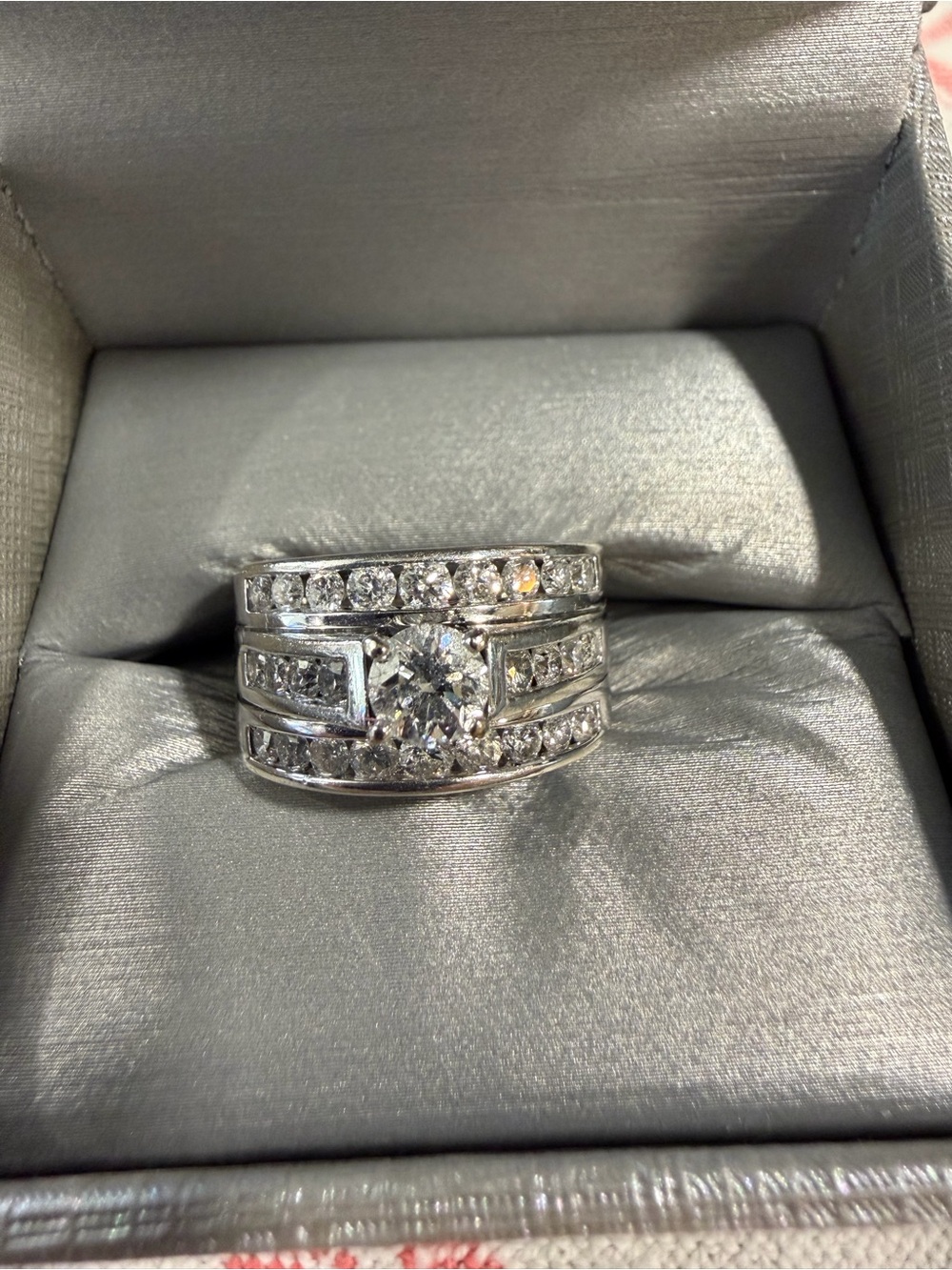 1 CT. T.W. Diamond Channel Bridal Set in 14K White Gold